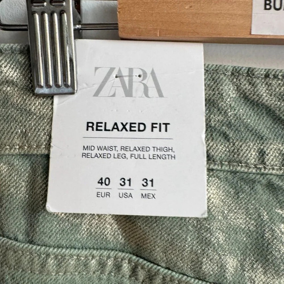 Zara Green Metallic Relaxed Baggy Jeans 31 - Picture 5 of 5